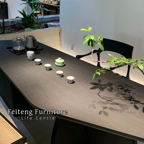 意式极简实木茶桌设计师款轻奢茶台高级感创意异形办公茶桌泡茶台 - 图1