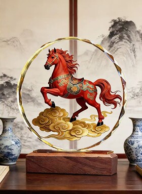 马到成功水晶摆件店铺开业乔迁之喜送礼招财家居家客厅装饰工艺品