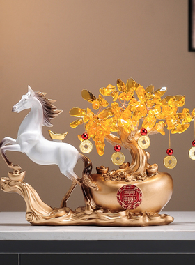 马上有钱招财摆件新中式客厅办公室电视柜装饰品乔迁之喜开业礼物