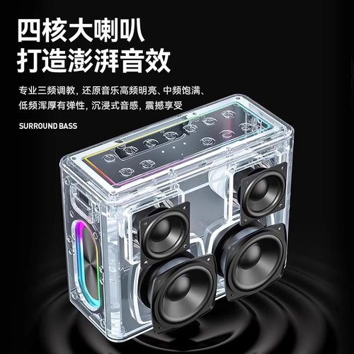 蓝牙音箱300W户外k歌音响麦克风功放一体广场舞音箱低音炮家庭ktv - 图0