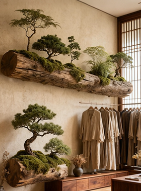 服装店墙面壁挂式枯木景观