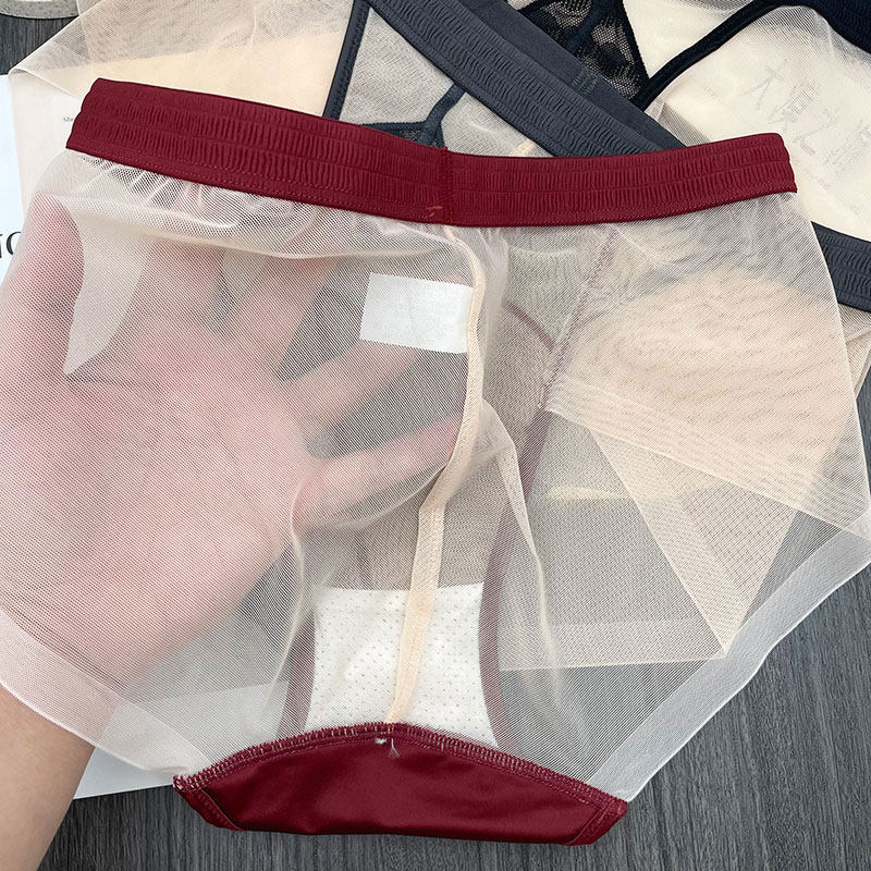 法式性感无痕内裤女纯欲蕾丝半透明网纱速干中腰三角短裤头,淘宝优惠券,粉丝福利购,淘宝优惠卷