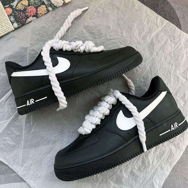 球鞋定制 Nike Air Force 1 空军一号黑武士麻绳高街低帮男女板鞋,淘宝优惠券,粉丝福利购,淘宝优惠卷