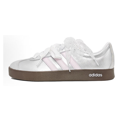 adidas VLCOURT2.0涂鸦简约百搭防滑学院风低帮板鞋银色定制鞋 - 图0