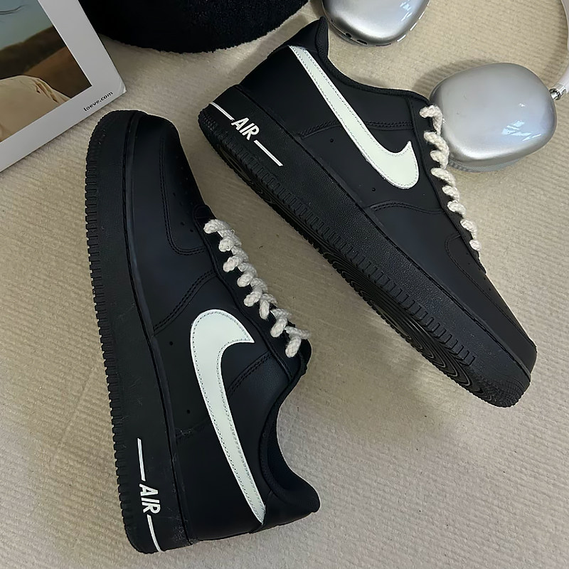 球鞋定制 Nike Air Force 1 空军一号黑武士麻绳高街低帮男女板鞋,淘宝优惠券,粉丝福利购,淘宝优惠卷