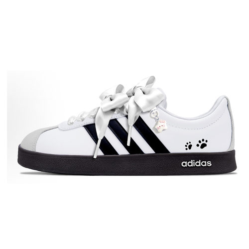 adidas VLCOURT2.0涂鸦简约百搭防滑学院风低帮板鞋银色定制鞋 - 图2
