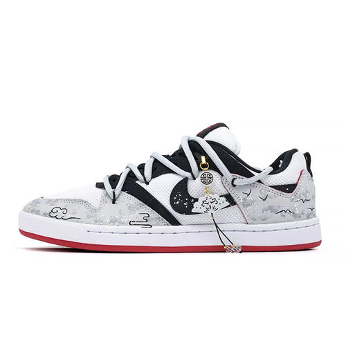 球鞋定制 Nike SB Alleyoop 银翼 黑灰色 百搭耐磨 低帮休闲板鞋 - 图1