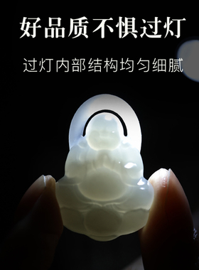 天然和田玉烟紫玉弥勒佛佛像吊坠