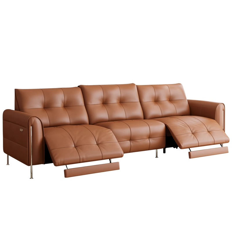 零重力靠墙电动多功能沙发太空头等舱伸缩棕色客厅直排真皮质沙发 - 图3