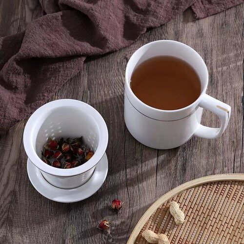 马克杯带盖过滤网办公室泡茶杯茶水分离杯茶隔杯家用客厅陶瓷杯子 - 图2