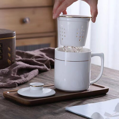 马克杯带盖过滤网办公室泡茶杯茶水分离杯茶隔杯家用客厅陶瓷杯子 - 图3
