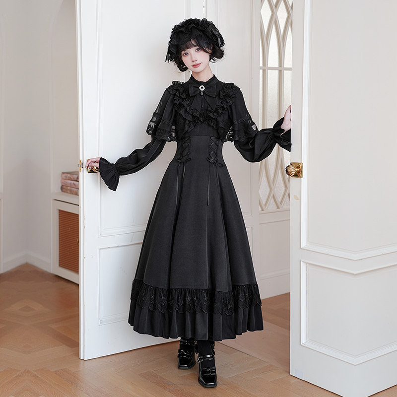 来信与诗·白昼夜｜WP原创副牌 优雅长袖连衣裙披肩可拆双子秋冬,淘宝优惠券,粉丝福利购,淘宝优惠卷