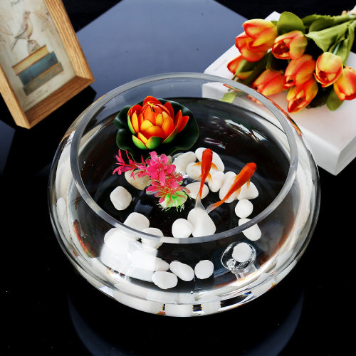 透明鱼缸圆形金鱼缸生态创意玻璃鱼缸金鱼缸水培缸花瓶乌龟缸 - 图0