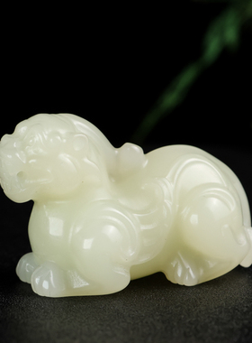 和田玉白玉貔貅手把件白玉元宝