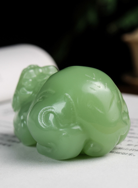 和田玉晴水料貔貅手把件皮休