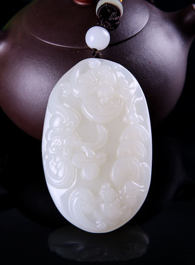 青峰玉业玉器和田玉手把件 男 福在眼前玉把件 白玉籽料玉石手玩