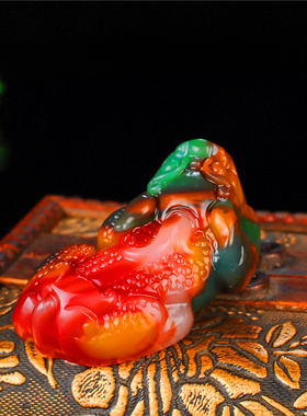 青峰玉业玉器玉器新疆和田玉彩玉貔貅吊坠男女款玉石皮丘红白黄绿