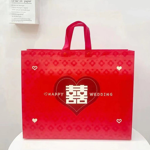 结婚手提喜字高档红色婚庆喜糖无纺布礼品袋喜庆回礼收纳袋子 - 图1