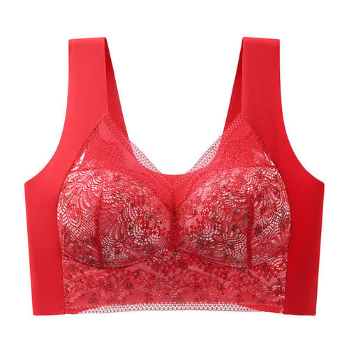 蕾丝美背心式内衣女无钢圈聚拢文胸冰丝收副乳防下垂抹胸运动胸罩 - 图3