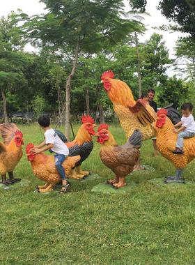 户外镇宅招财玻璃钢仿真公鸡摆件大母鸡雕塑动物家居鸡摆件庭院