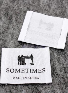 全棉带漂白棉布领标 韩版通用领标主唛现货 环保领标设计订做印刷