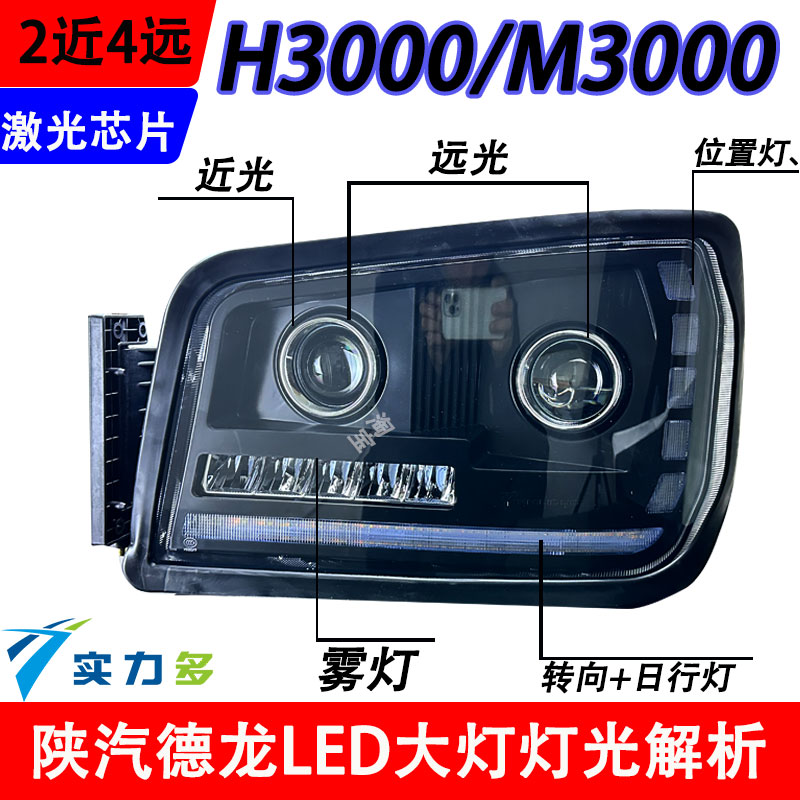 实力多陕汽德龙新M3000x3000H3000前大灯总成全LED超亮原厂改装灯 - 图1