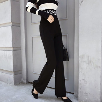 Spring and Autumn New Style Micro-flare Pants Women's High Waisted Wide Leg Women's Pants Black Versatile Loose Casual Pants Floor-Mopping Long Pants