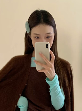 Busan羊羔毛发夹女鸭嘴夹糖果色侧边刘海夹秋冬韩甜妹风毛绒边夹