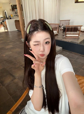Busan韩系显白绿色波点布艺发夹bb夹少女侧边夹碎发刘海夹发饰新