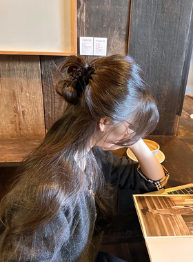 Busan醋酸抓夹女焦糖珍珠鲨鱼夹法式半扎发后脑勺老钱风高级感新