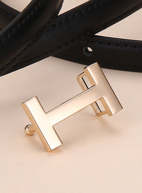 H字皮带女百搭牛皮裙子裤带细款女士腰带女款高级感商务时尚 belt
