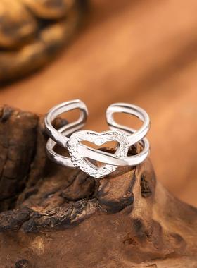 钛钢开口油压情侣戒指男