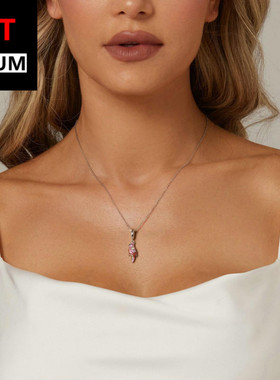 艾芙乐原创粉色渐变项链吊坠s925