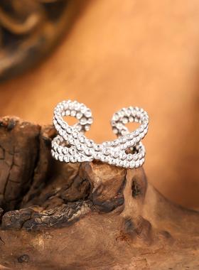 欧美嘻哈风X交叉镀金女戒