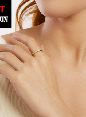 艾芙乐优雅双色编织麦穗戒指s925