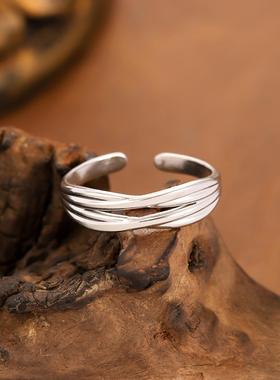 欧美简约几何镀金女士戒指