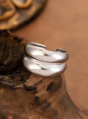 欧美时尚18k镜面开口指环