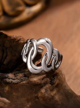 轻奢环扣开口镀金女戒指