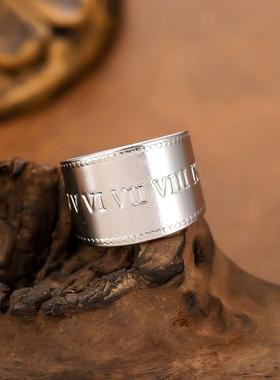 欧美潮牌几何宽面电镀戒指