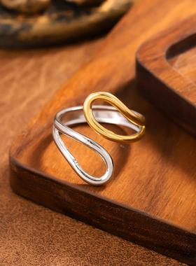 不锈钢金双色时尚开口戒指