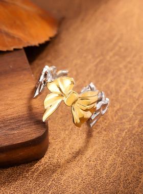 欧美蝴蝶结不锈钢可调戒指