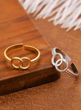 欧美个性18K金爱心蝴蝶结戒指