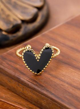 不锈钢滴油爱心女戒轻奢款