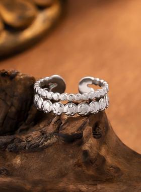 小众钛钢不规则线条镂空戒指