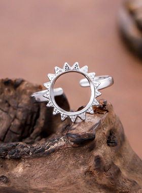 镂空太阳花镀金开口戒