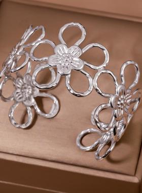 复古花朵镂空金戒指手镯