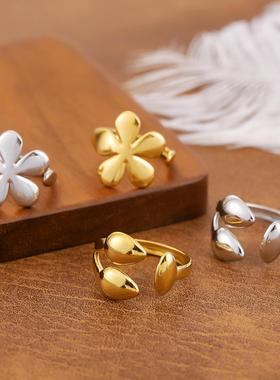 欧美风不锈钢油压几何戒指