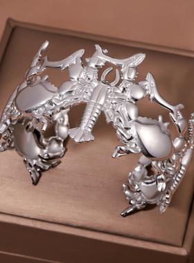 欧美高级感钛钢镂空手镯女