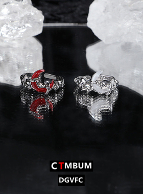 原创月亮肌理戒指女ins欧美风高