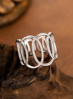 欧美潮款几何夸张不锈钢戒指